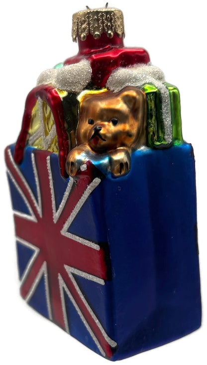 Unique Treasures Union Jack Gift Bag Teddy Bear Glass Christmas Ornament1