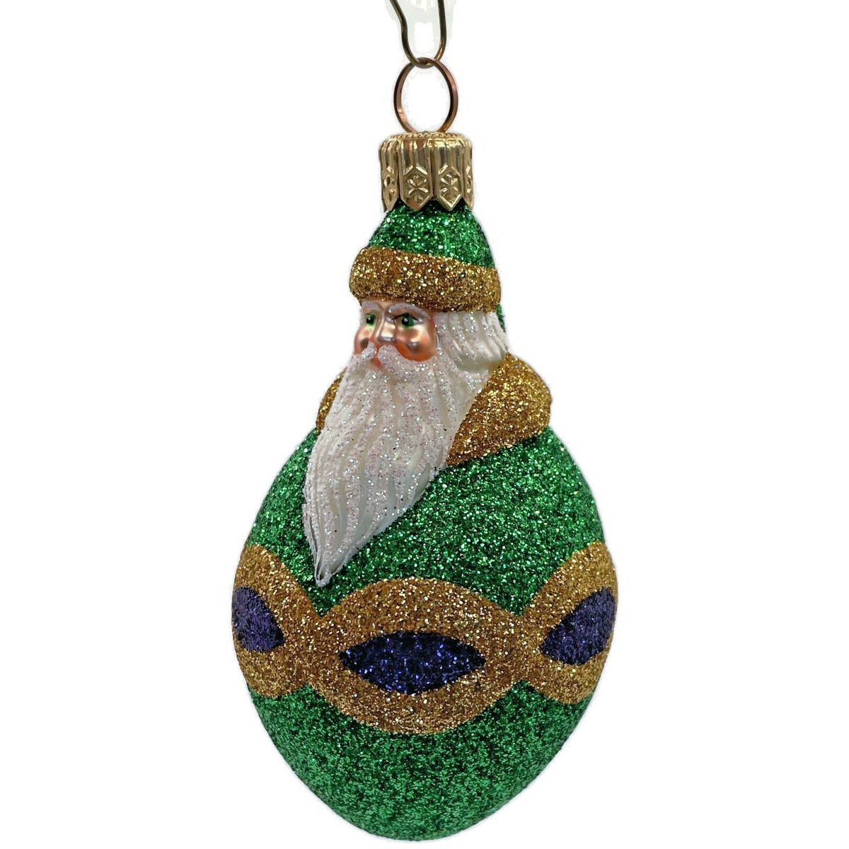Patricia Breen Miniature Faberge Santa Green Purple Christmas Tree Ornament 21505