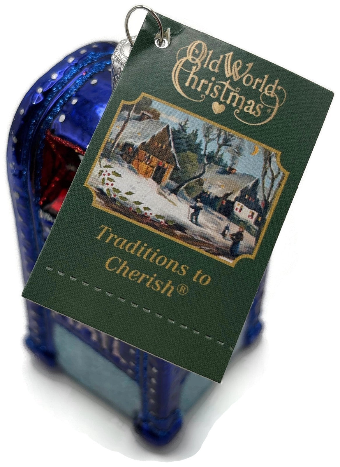 Old World Christmas Mail Box Blue Postal Glass Christmas Ornament OWC 3609410