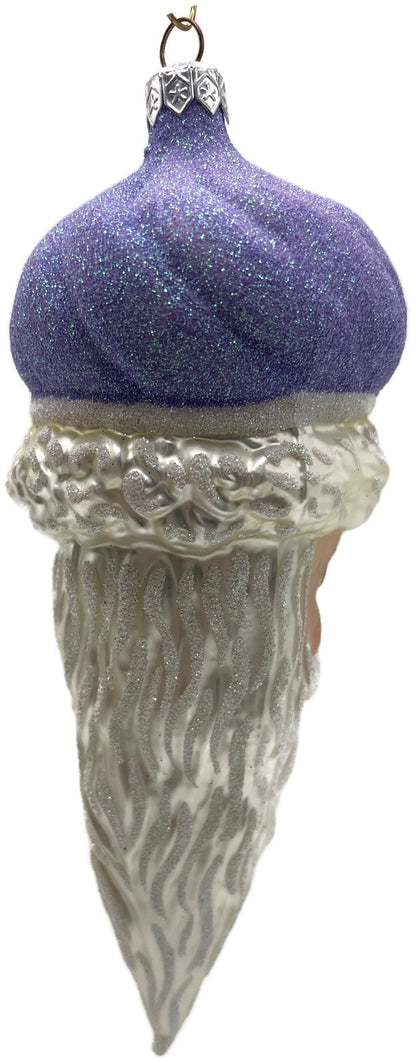 Patricia Breen Minsk Santa Claus Head Lavender Christmas Tree Ornament AIC 96355