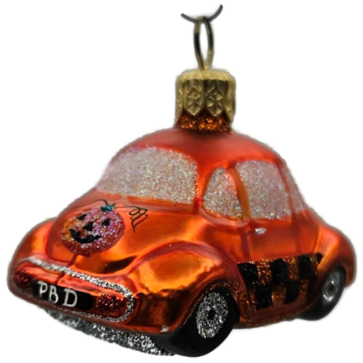 Patricia Breen Miniature Taxi Orange Car Pumpkin Glass Halloween Ornament 23737