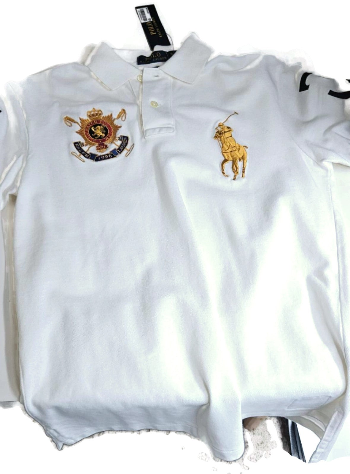 Polo Ralph Lauren Black Watch Polo Team 1996 Crest White Polo Shirt S NWT8