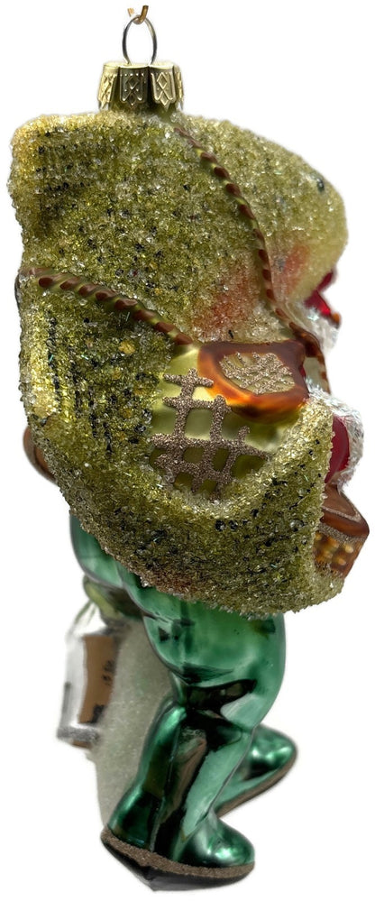 Santa Carrying Giant Rainbow Trout Glass Christmas Ornament Fishing8