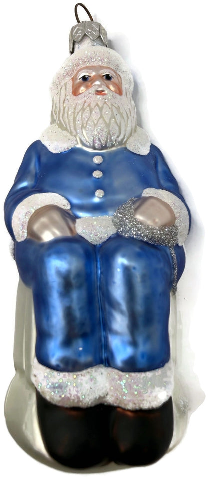 Patricia Breen Cyberspace Santa Sitting On Monitor Glass Christmas Ornament 97111