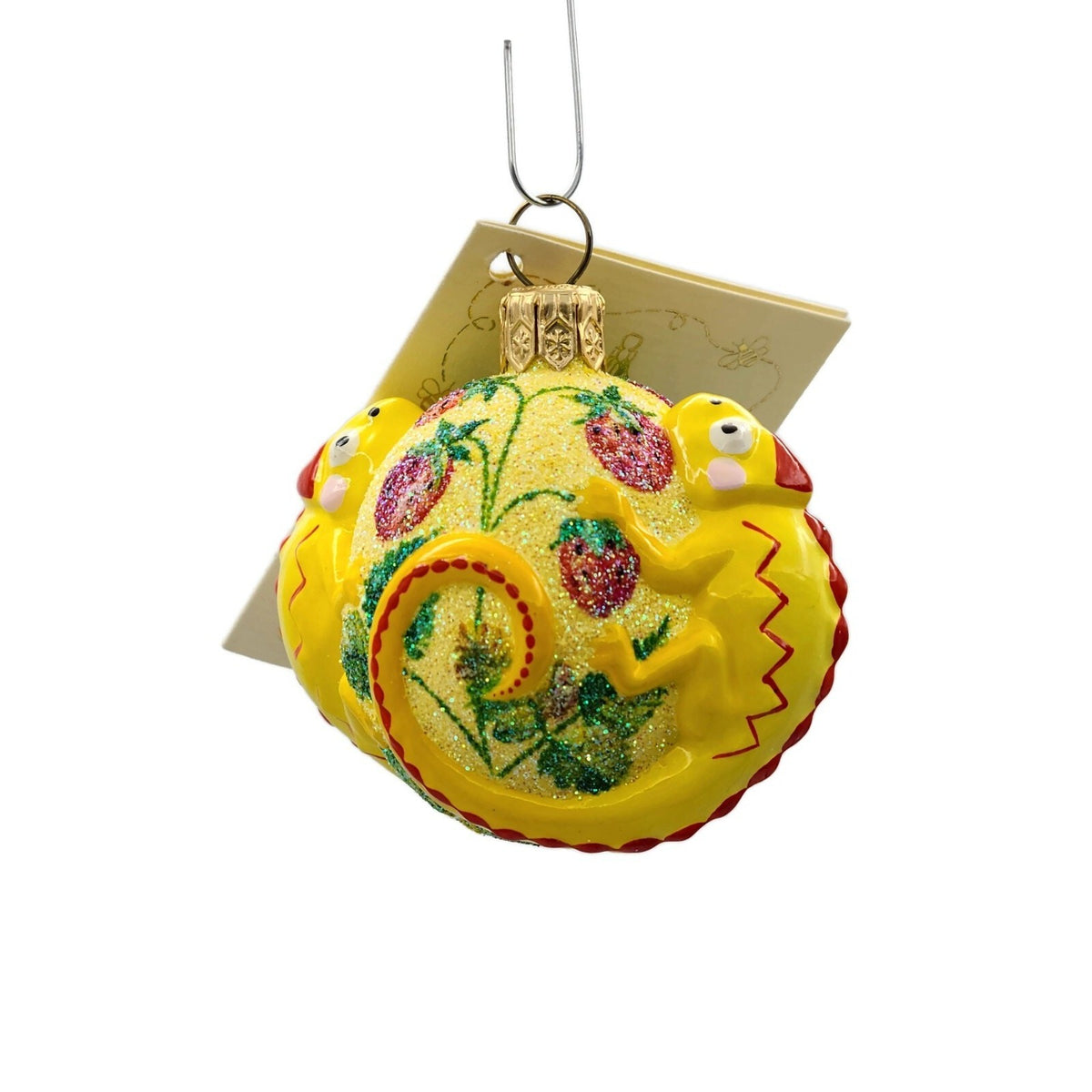 Patricia Breen For James Twice Strawberry Yellow Chameleon Spring Ornament 25817