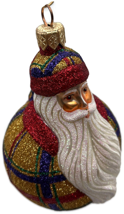 Patricia Breen Santa Du Monde Plaid Red Gold Christmas Tree Ornament CATZ 21318