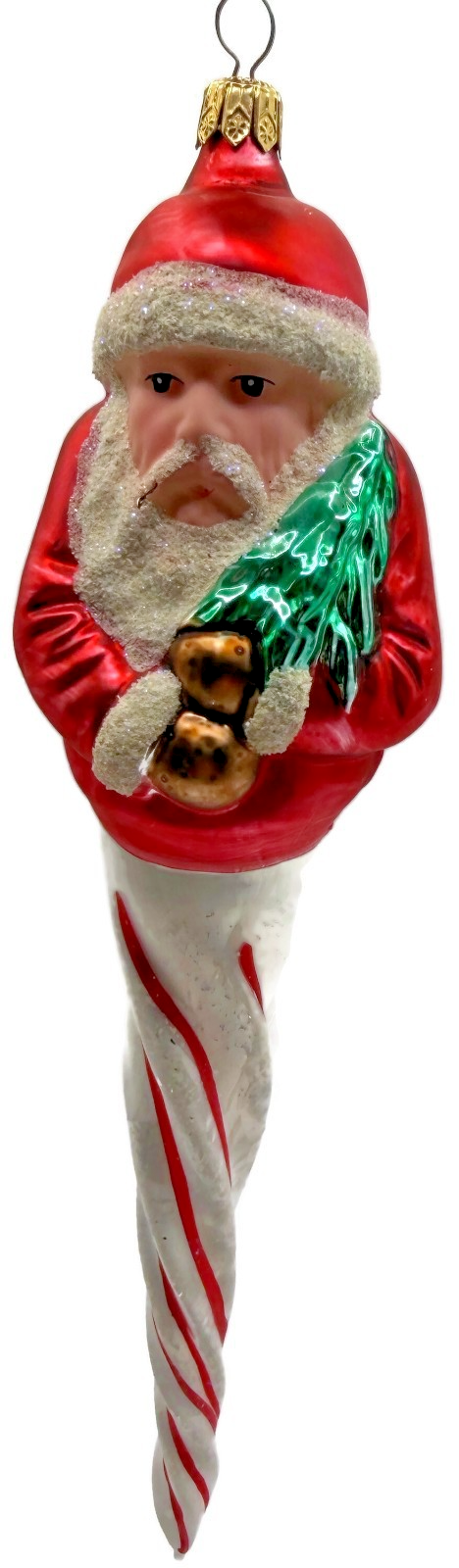 Christopher Radko St. Nickcicle Santa Icicle Glass Christmas Ornament 92 1070