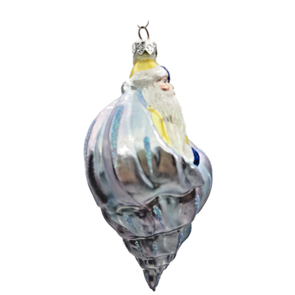 Patricia Breen Coastal Santa Claus Blue Yellow Sea Shell Nautical Ornament 97103