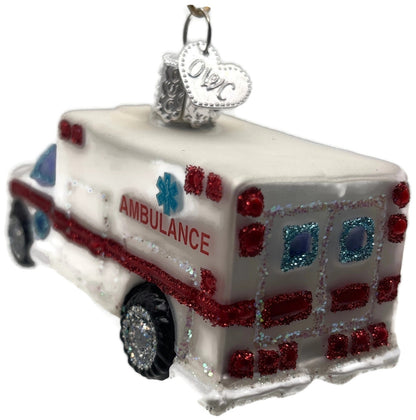 Old World Christmas Ambulance EMT Paramedic Glass Christmas Ornament OWC 460227