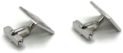 Swank Signed Men's Cuff Links Set Silver Tone Square Modernist Geometric Cutout7