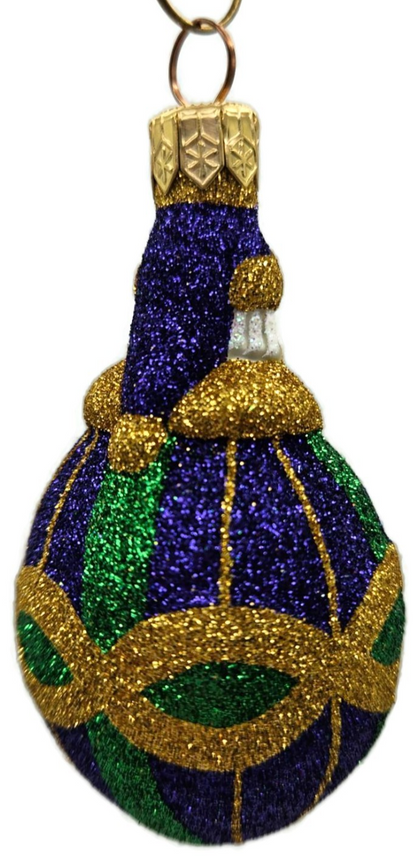 Patricia Breen Miniature Faberge Santa Plaid Purple Christmas Tree Ornament 21507
