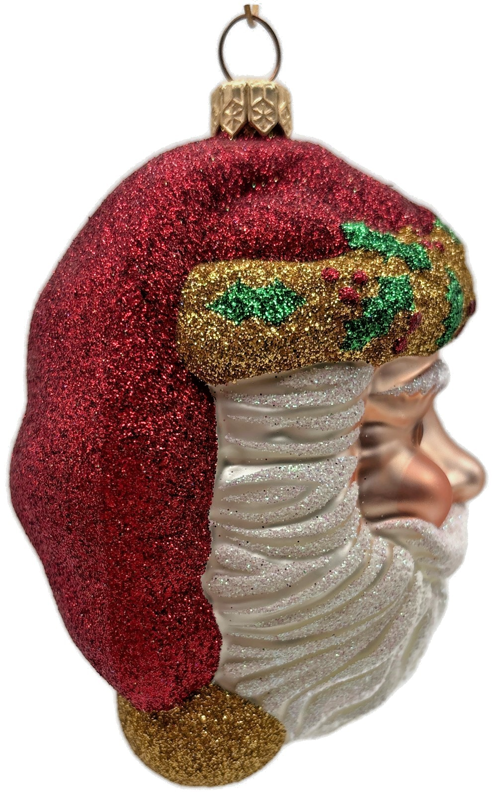 Patricia Breen Morris Santa Red Gold Glittered Holly Christmas Ornament 20252