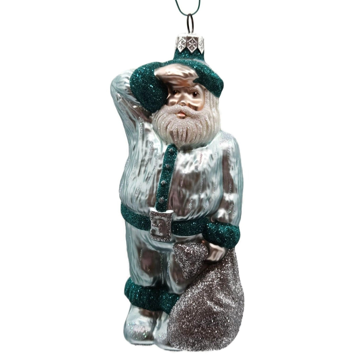 Patricia Breen A Santa for Thomas Turquoise Silver Bag Christmas Ornament 97410