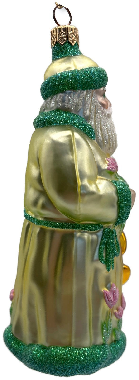Patricia Breen Santa Dreams of Spring Yellow Pink Flower Christmas Ornament 97407