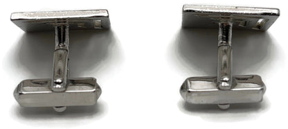 Swank Signed Men's Cuff Links Set Silver Tone Square Modernist Geometric Cutout6