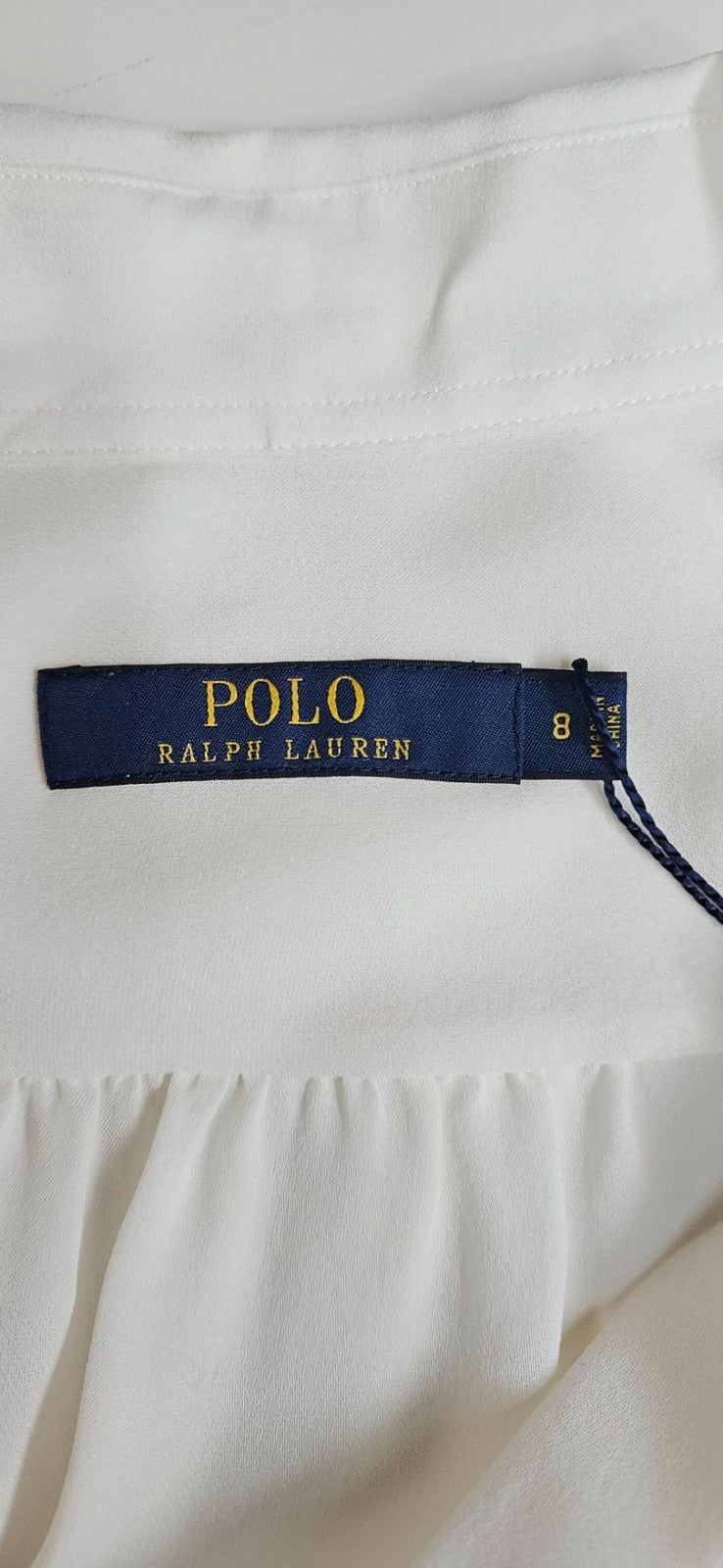 Polo Ralph Lauren Cream 100% Silk Hidden Button Collared Blouse Size 813
