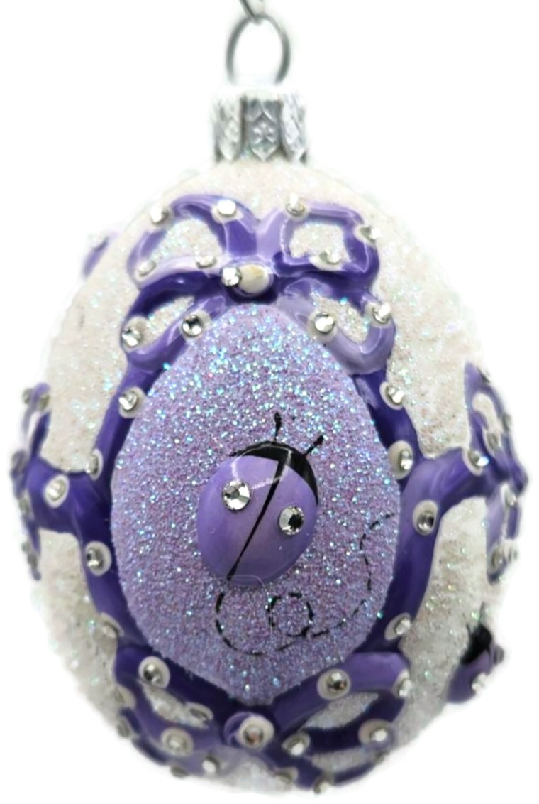 Patricia Breen Beribboned Egg Ladybugs Violet Easter Egg Purple Ornament 290212