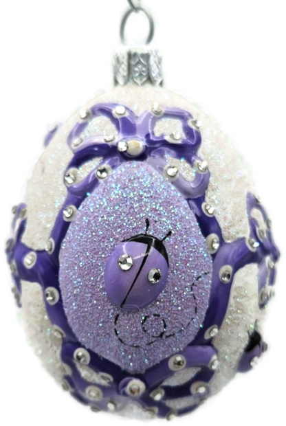 Patricia Breen Beribboned Egg Ladybugs Violet Easter Egg Purple Ornament 290212
