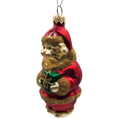 Patricia Breen Santa Paws Red Gold Trim Green Gift Christmas Tree Ornament 95364