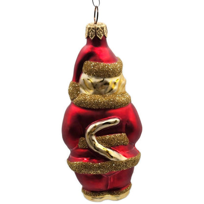 Patricia Breen Santa Paws Red Gold Trim Green Gift Christmas Tree Ornament 95367