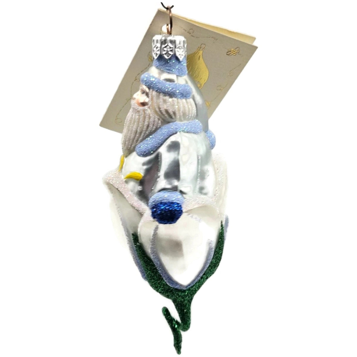 Patricia Breen Bluebell Santa Glittered Snowflake Spring Christmas Ornament 99956