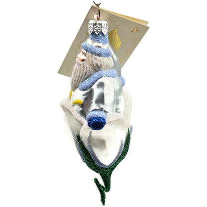 Patricia Breen Bluebell Santa Glittered Snowflake Spring Christmas Ornament 99956