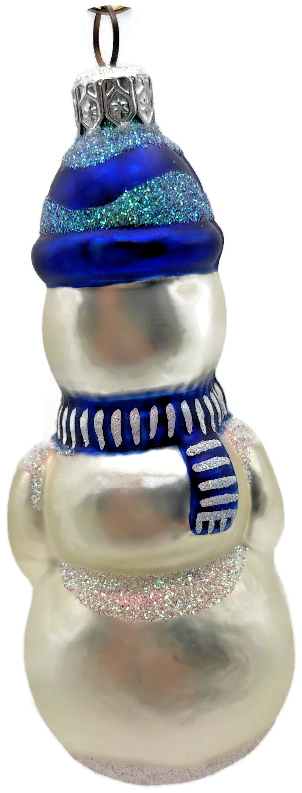 Patricia Breen 1995 Snowboy Blue Snowman Glass Christmas Ornament 95254