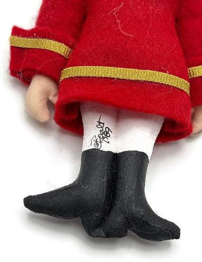 Gladys Boalt Nutcracker Red Coat Fabric Christmas Tree Ornament Signed Handmade9