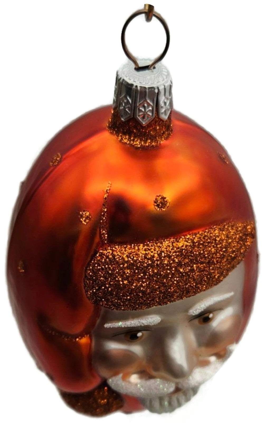 Patricia Breen Jelly Bean Santa Orange Matte Glitter Dots Holiday Ornament 99168