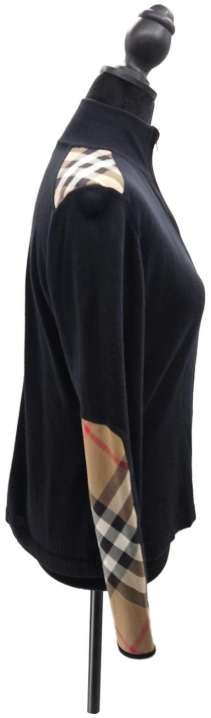 Burberry London Nova Check Full Zip Funnel Neck Cardigan Black Women's M Italy3