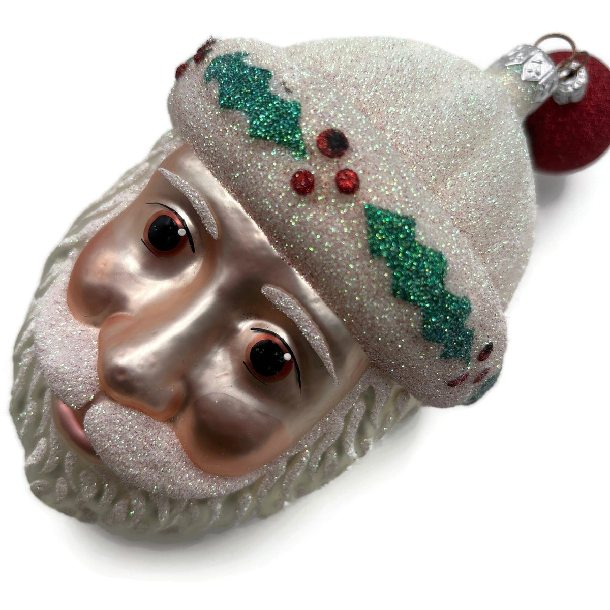 Patricia Breen Thornhill Santa Head Pearl Holly Berry Christmas Ornament 984212