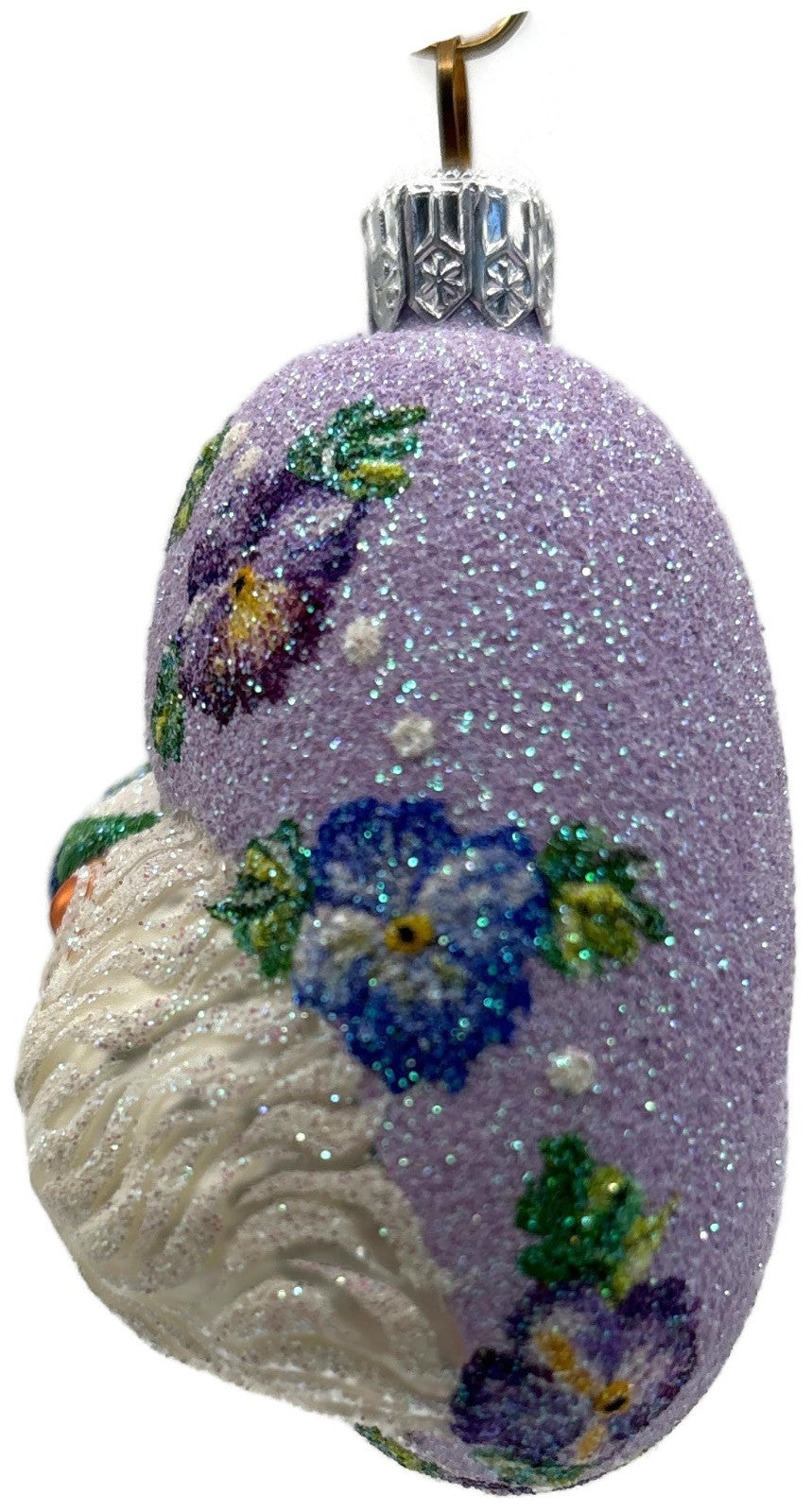 Patricia Breen Never Forget Pansies Lavender Heart Santa Christmas Ornament 25363
