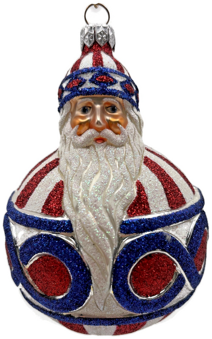 Patricia Breen Hollstrom Santa Patriotic Striped Christmas Tree Ornament NM 22220