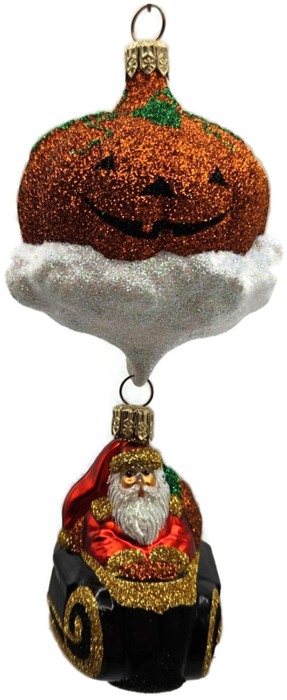 Patricia Breen Night Fright Santa Pumpkin 2 Part Halloween Glass Ornament 21171
