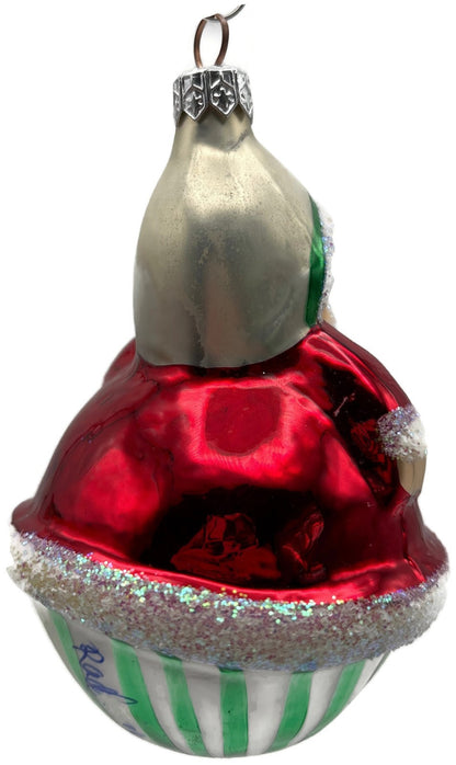 Christopher Radko Roly Striped Santa Red Green Glass Ornament 97 015 0 19972