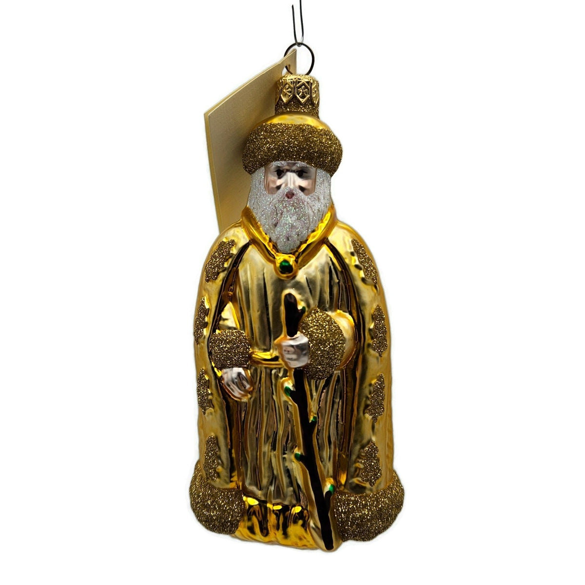 Patricia Breen Santa of the Golden Oaks Gold Glass Christmas Tree Ornament 96411