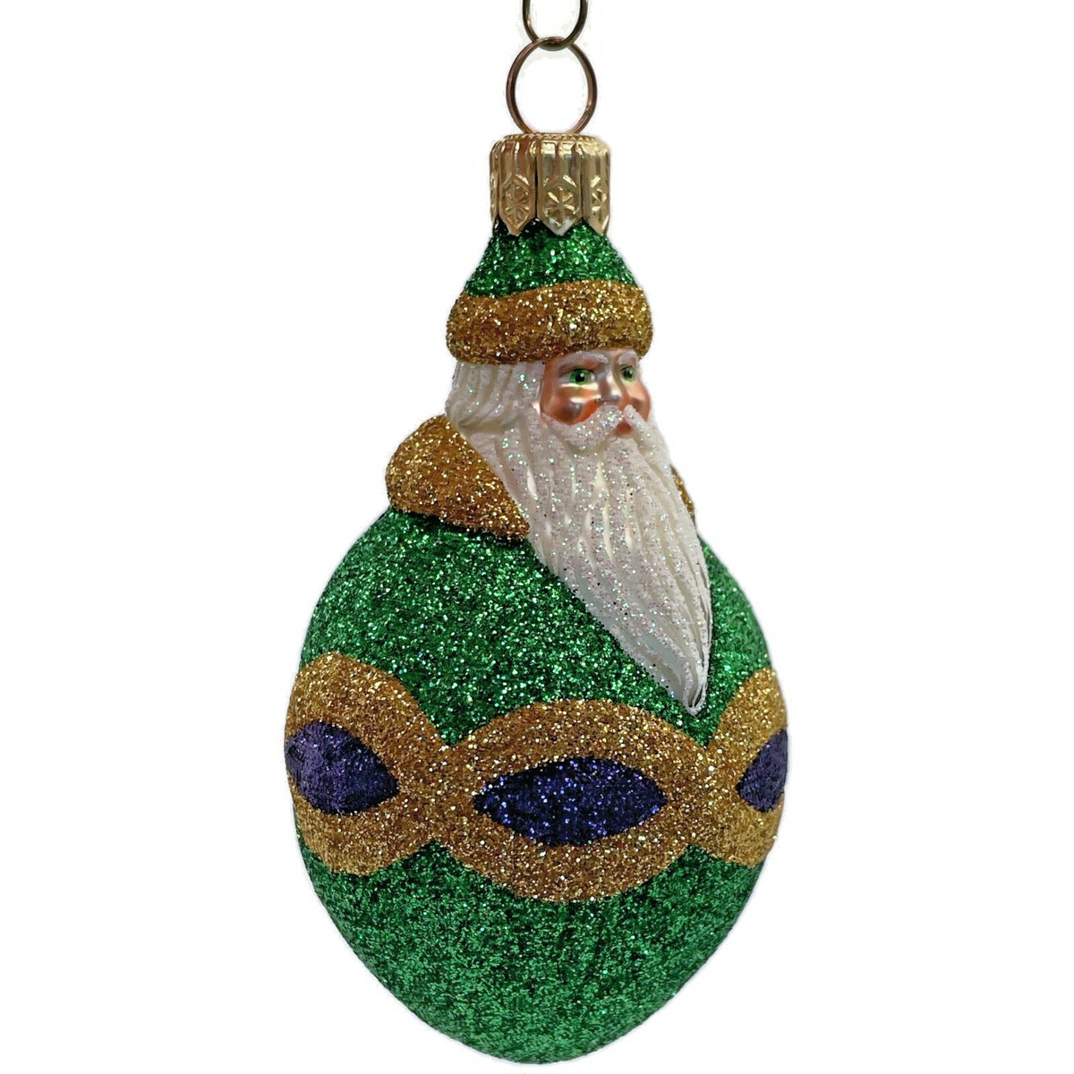 Patricia Breen Miniature Faberge Santa Green Purple Christmas Tree Ornament 21502