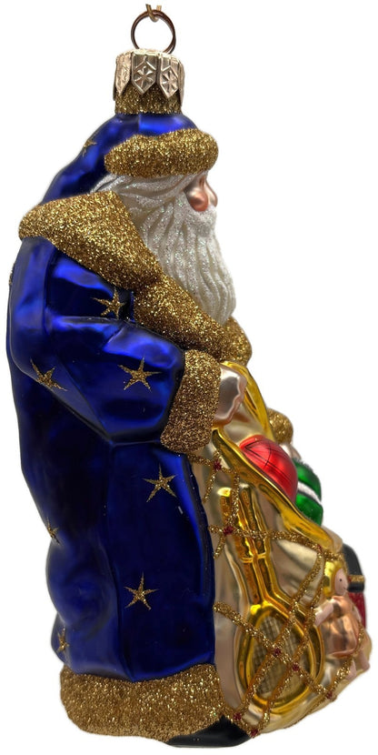 Patricia Breen Presents Blue Santa Claus Gift Toys Stars Christmas Ornament 20281