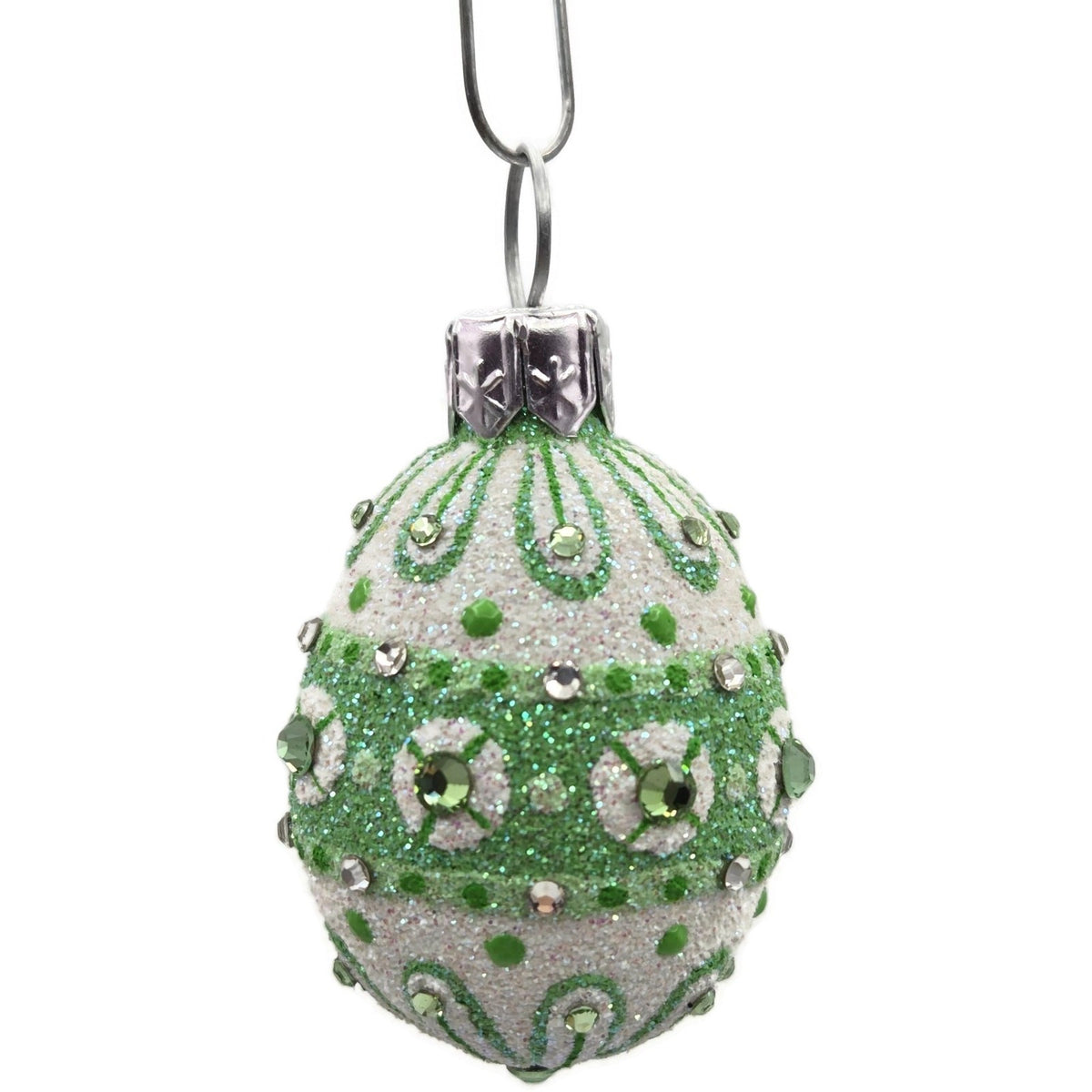 Patricia Breen Miniature Egg Zakopane Green White Swarovski Easter Ornament 30189