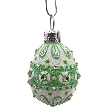 Patricia Breen Miniature Egg Zakopane Green White Swarovski Easter Ornament 30189