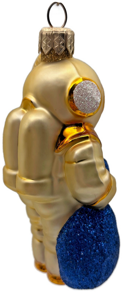 Patricia Breen Santa for Dan Gold Blue Bag Nautical Christmas Ornament 99303