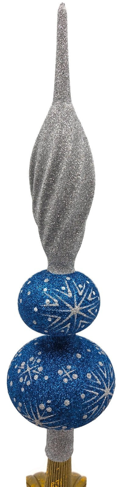 Patricia Breen Miniature Blizzard Finial Blue Silver Christmas Tree Topper 97938