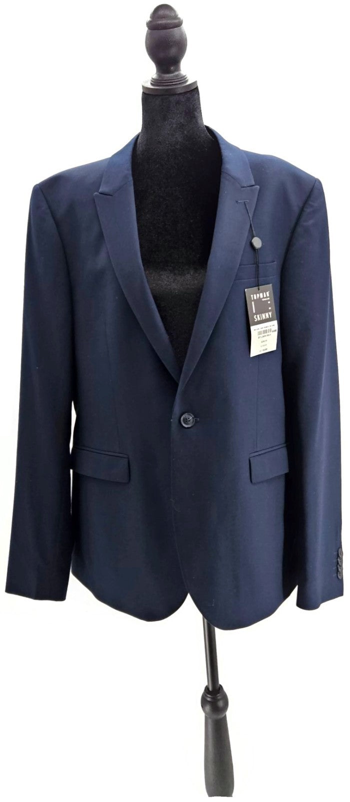 Topman Skinny Fit Suit Jacket Navy Blue Blazer Sport Coat Slim Men's Sz 44R NWT0