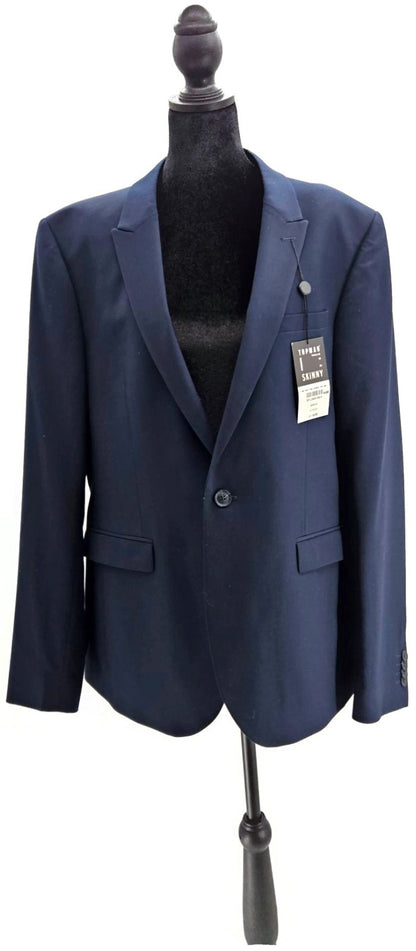 Topman Skinny Fit Suit Jacket Navy Blue Blazer Sport Coat Slim Men's Sz 44R NWT0