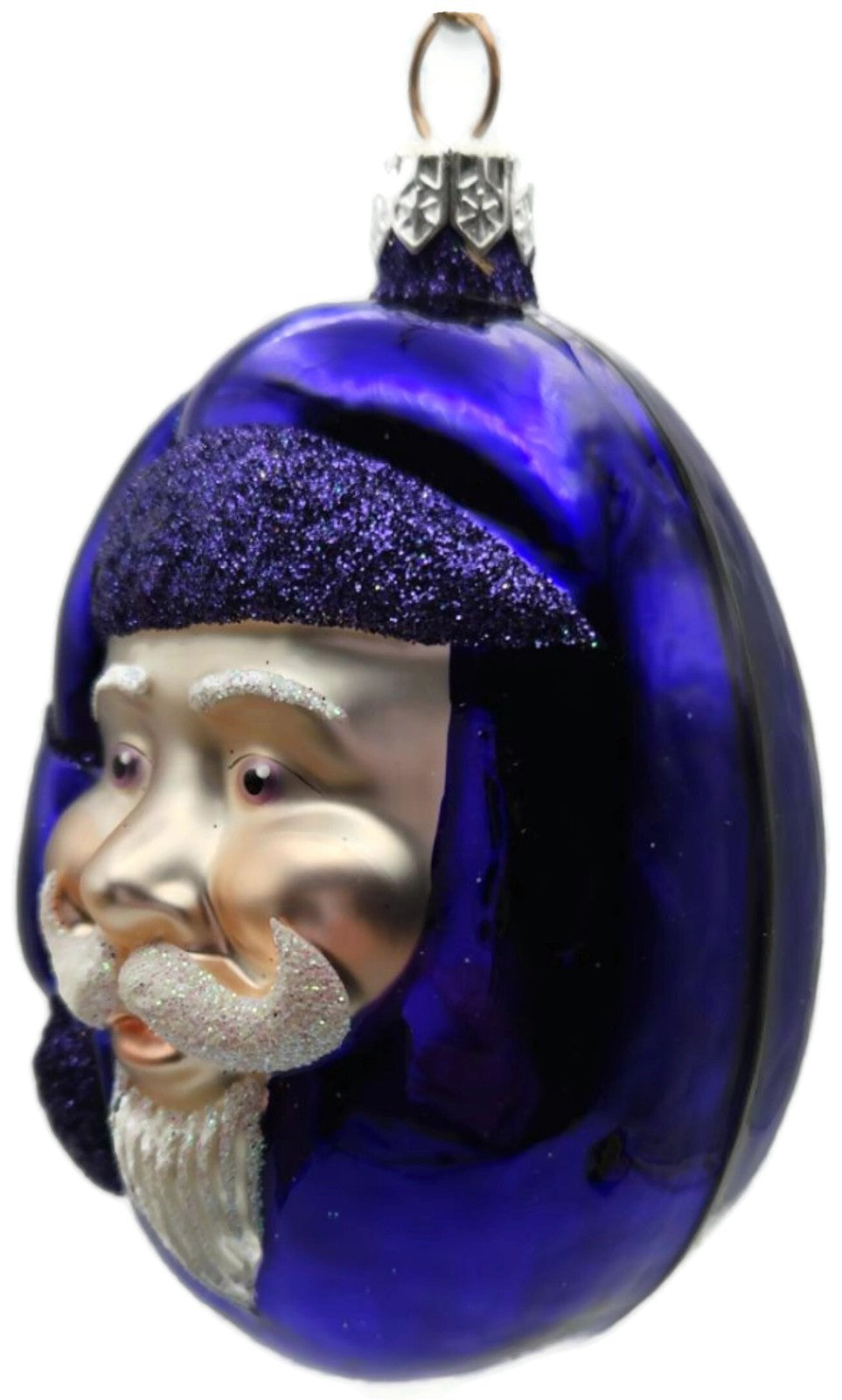 Patricia Breen Jelly Bean Santa Head Purple Shiny Christmas Tree Ornament 99161