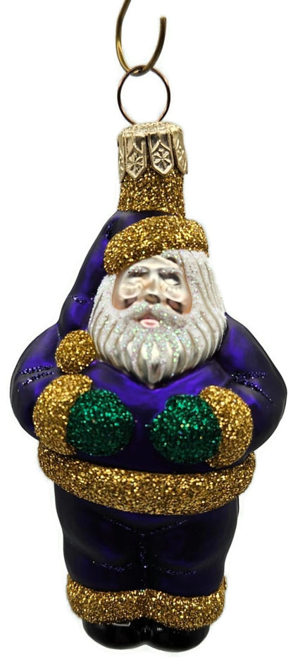 Patricia Breen Miniature HO HO HO Purple Santa Christmas Tree Ornament 99450
