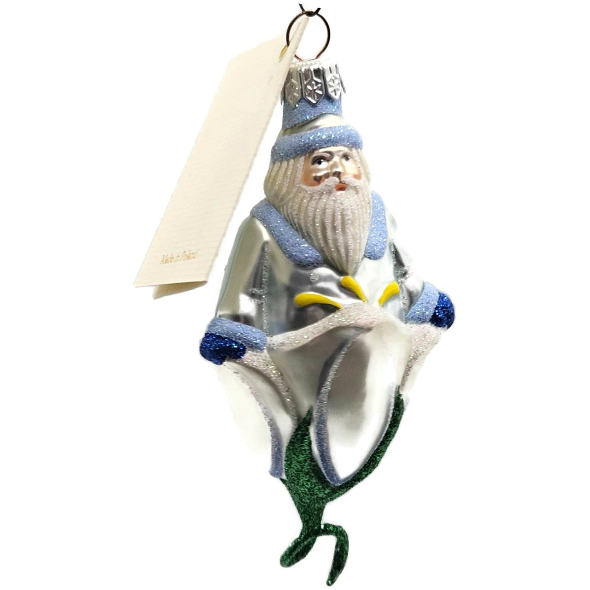 Patricia Breen Bluebell Santa Glittered Snowflake Spring Christmas Ornament 99952