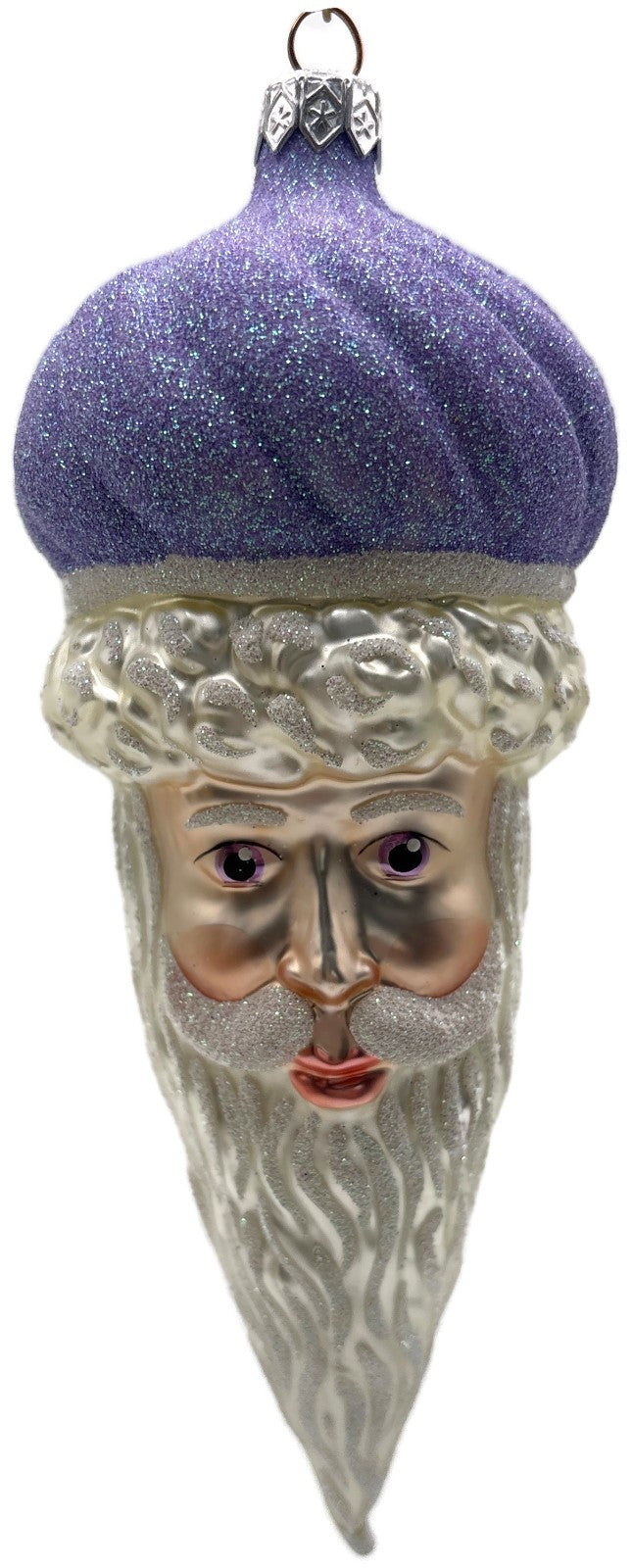 Patricia Breen Minsk Santa Claus Head Lavender Christmas Tree Ornament AIC 96350