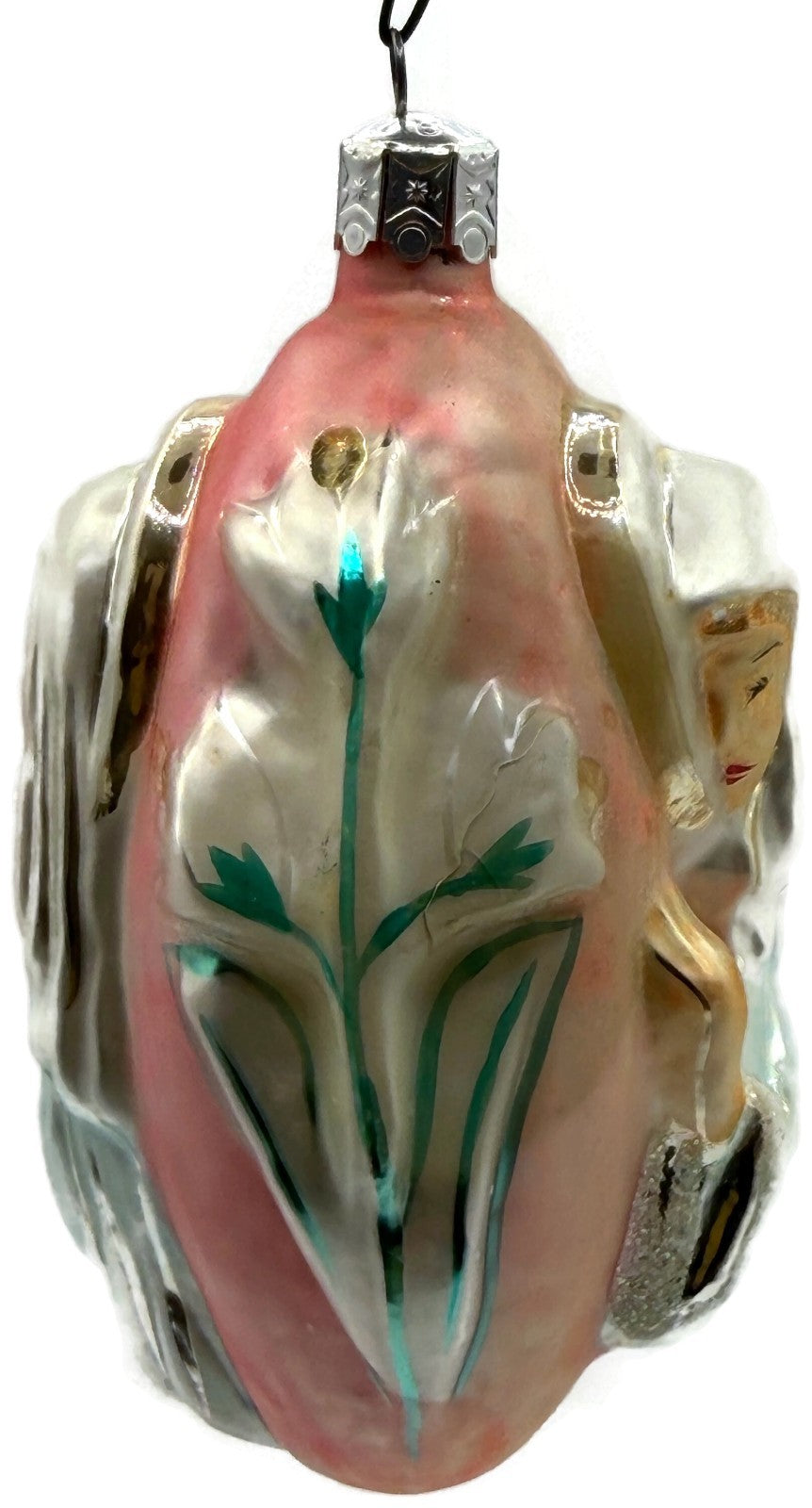 Christopher Radko 1992 Virgin Mary Signed Pink Silver Glass Ornament 92 046 05