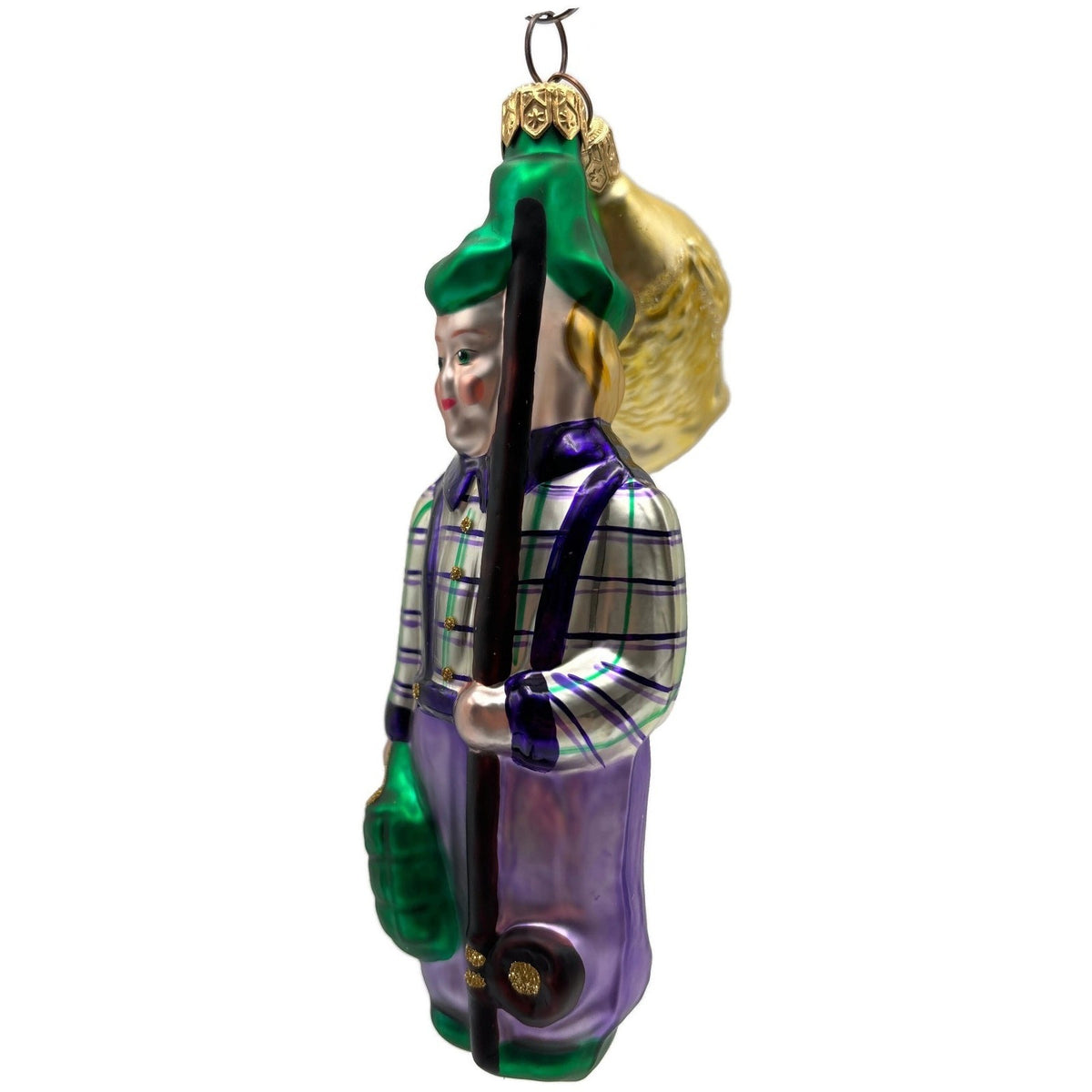 Patricia Breen Fisherboy And Fish Glass 2 Part Christmas Ornament Signed 95202